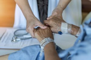 senior patient on bed in a Florida long term care facility