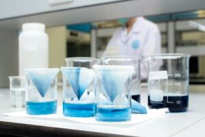 Chemical experiment in a Florida university science lab.