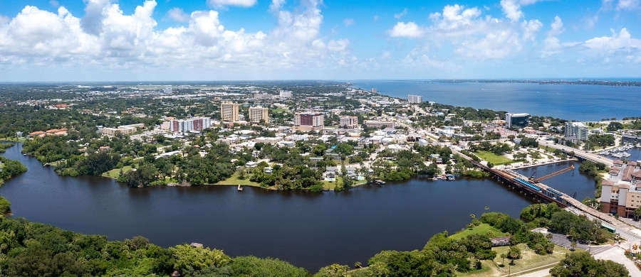 Melbourne Florida Cityscape Aerial View of Downtown in 2021

